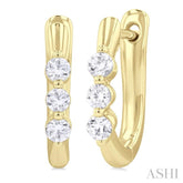 1/3 ctw 3-Stone Round Cut Diamond Fashion Hoop Earring in 14K Yellow Gold